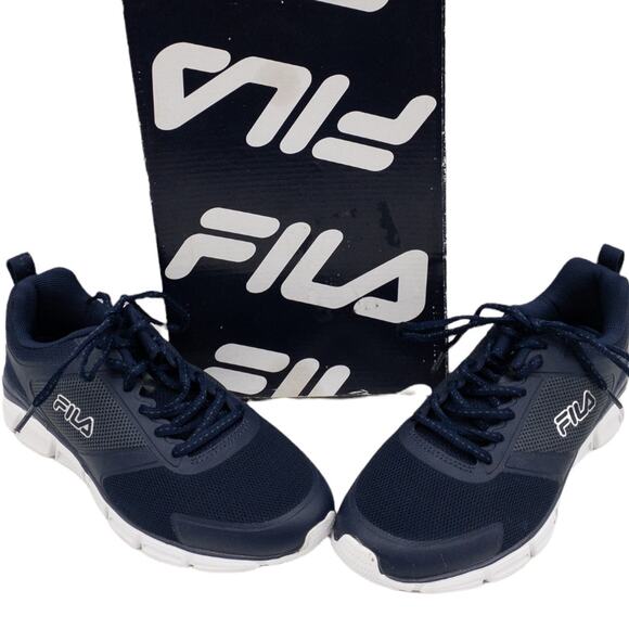 Fila Navy Blue Memory Foam Steel Sprint Lace Up Athletic Sneakers 8.5 Men's - Picture 1 of 9